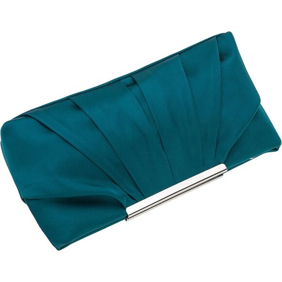 ⚡ Women's Elegant Evening Pleated Satin Simple Classy Formal Green Clutch Bag - Picture 5 of 6